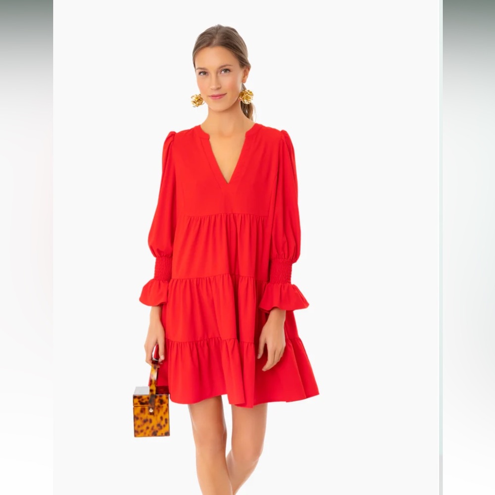 Red Crepe Kenzo Dress, POMANDER PLACE, Size XS, EXCELLENT CONDITION No Flaws - Picture 6 of 17